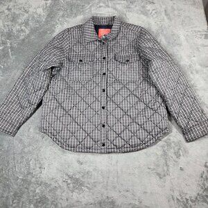 J Crew Quilted Puffer Shirt Jacket PrimaLoft® Black White Gingham XXL Shacket